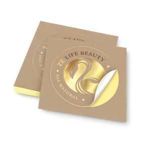 Custom Die Cut Gold Foil Sticker Glossy Lamination 80gsm 9.2x5.7 cm